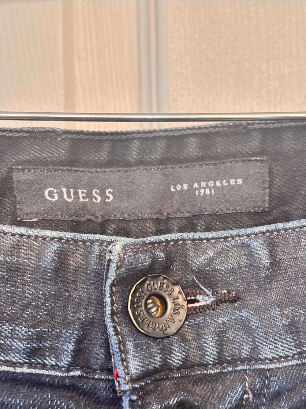 Guess: Men's Distressed Dark Blue Slim Jeans - Picture 2 of 3